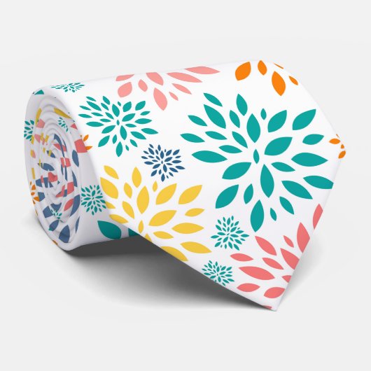 Cravate Fleurs abstraites colorées motif (Roulé)