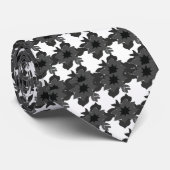 Cravate Fleurs Abstraites Noir Gris Garçons d'Honneur (Roulé)