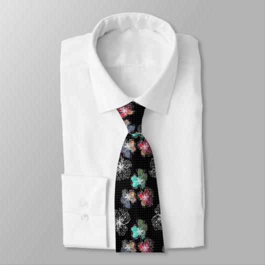 Cravate Fleurs alignées sans couture abstrait moderne (Attaché)