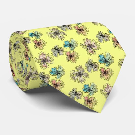 Cravate Fleurs alignées sans couture abstrait PA moderne (Roulé)