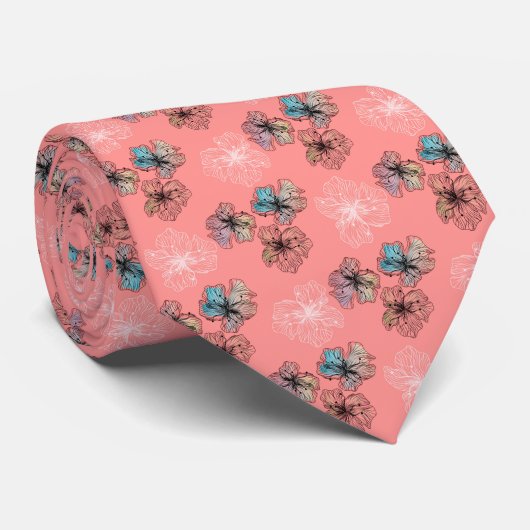 Cravate Fleurs alignées sans couture abstrait PA moderne (Roulé)