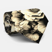 Cravate Fleurs Antiques Dorées avec Papillons (Roulé)