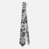 Cravate Fleurs Antiques Noir & Blanc Parfaites (Devant)