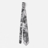 Cravate Fleurs Antiques Noir & Blanc Parfaites (Dos)