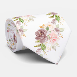 Cravate Fleurs aquarelle Roses poussiéreuses Rose saumon R