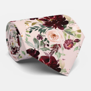 Cravate Fleurs aquarelles rouges Blush PixDezines couleur