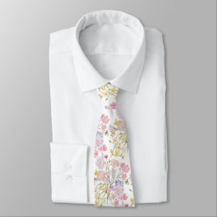 Cravate fleurs aux couleurs pastel