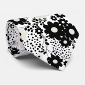 Cravate Fleurs beige et noire (Roulé)