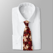 Cravate Fleurs beiges bordeaux bohème (Attaché)