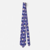 Cravate Fleurs blanches bleu violet (Devant)