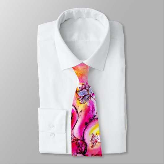 CRAVATE FLEURS BLANCHES COLORÉES (Attaché)