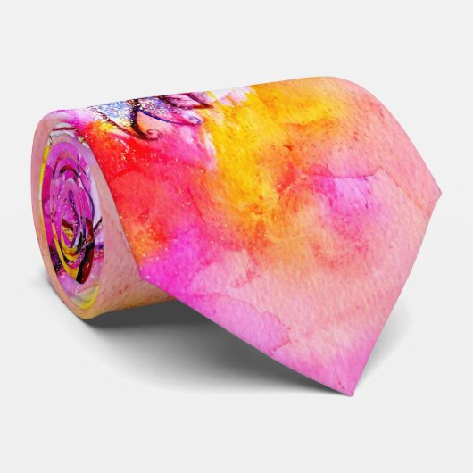 CRAVATE FLEURS BLANCHES COLORÉES (Roulé)