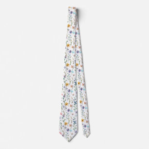 Cravate Fleurs blanches Motif Cottagecore Fleurs sauvages