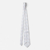 Cravate Fleurs blanches sur bleu clair. (Dos)