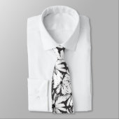 Cravate Fleurs blanches sur gris foncé (Attaché)