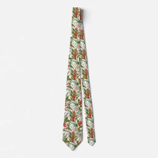 Cravate Fleurs Blanches Tropicales (Devant)