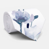 Cravate fleurs bleu aquarelle (Roulé)