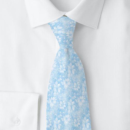 Cravate Fleurs Bleu Bébé
