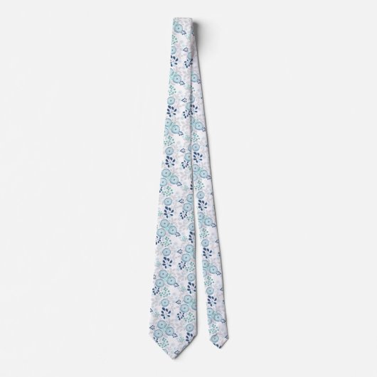 Cravate Fleurs bleu clair (Devant)