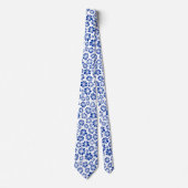 Cravate Fleurs - bleu marine sur blanc (Devant)