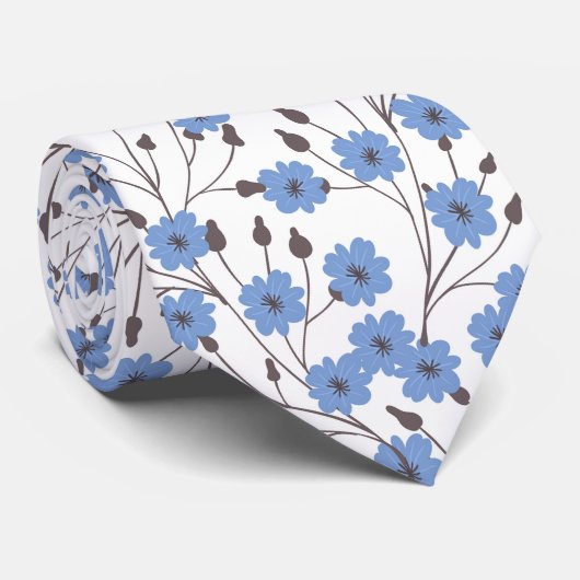 Cravate Fleurs bleues (Roulé)