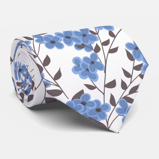 Cravate Fleurs bleues (Roulé)