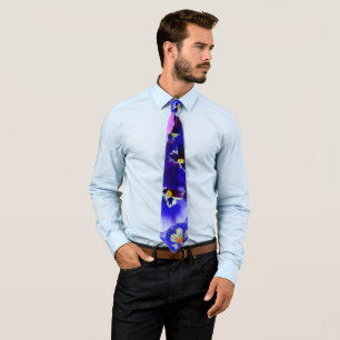 Cravate Fleurs bleues