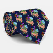 Cravate Fleurs bleues chinoises de la marine Dragon (Roulé)