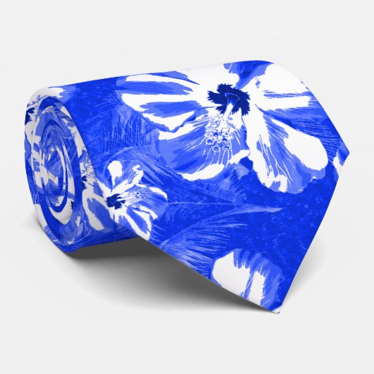 Cravate Fleurs bleues de ketmie (Roulé)