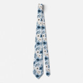 Cravate Fleurs bleues et beiges (Devant)