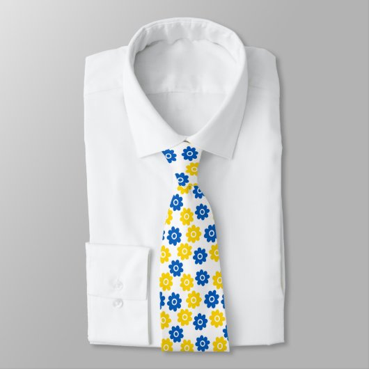 Cravate Fleurs bleues et jaunes (Attaché)