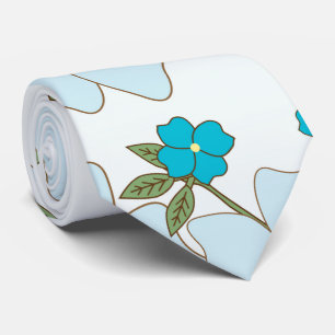 Cravate Fleurs Bleues, Fleurs Violettes, Motif Floral