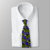 Cravate Fleurs Bleues Motif d'art nature (Attaché)