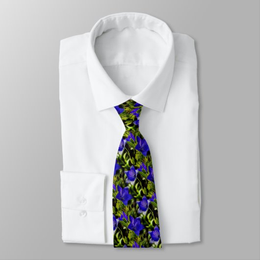 Cravate Fleurs Bleues Motif d'art nature (Attaché)