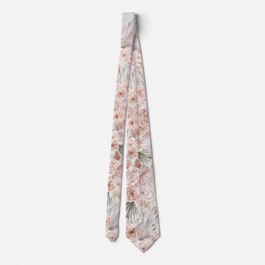 Cravate fleurs boho pampas herbe (Dos)