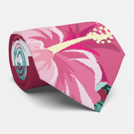 Cravate Fleurs bordeaux exotiques rayées (Roulé)
