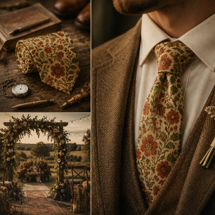 Cravate Fleurs Botaniques Vintage