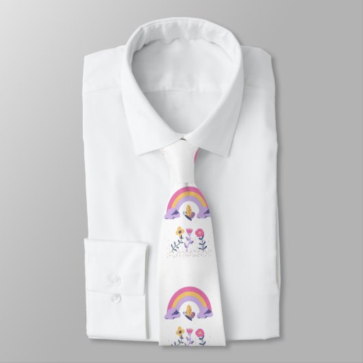 Cravate Fleurs Cloud Arc-en-ciel (Attaché)