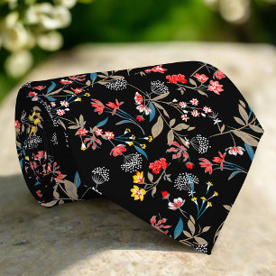 Cravate Fleurs colorées et Mariage Motif Feuille