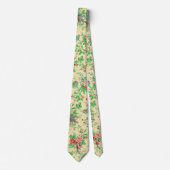 Cravate FLEURS COLORÉES ET MOTIFS FLORAUX FEUILLE Ivoire (Devant)