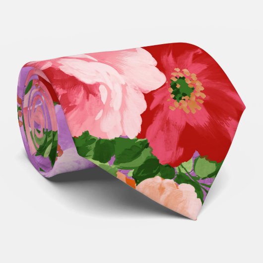 Cravate Fleurs colorées Illustration Design Motif (Roulé)