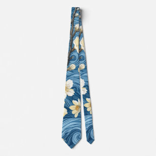 Cravate Fleurs d'amandier de style Van Gogh