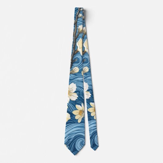 Cravate Fleurs d'amandier de style Van Gogh (Devant)
