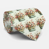 Cravate Fleurs dans un pot motif cosy shabby chic (Roulé)