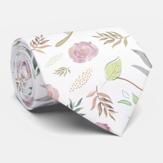 Cravate Fleurs d'aquarelle 1 (Roulé)