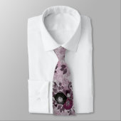 Cravate Fleurs d'aquarelle bordeaux. (Attaché)