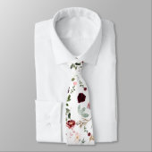 Cravate Fleurs d'aquarelle Burgundy Blush Roses de la mari (Attaché)