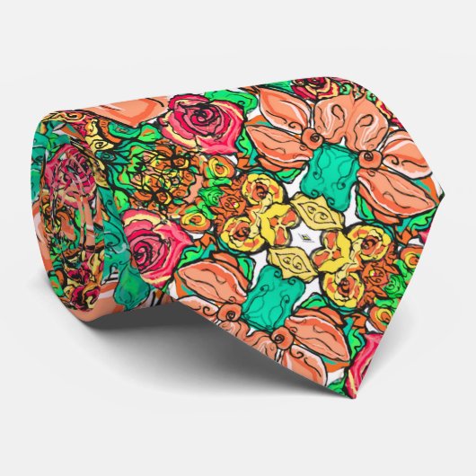 Cravate Fleurs d'aquarelle de style Monet Foulard de soie (Roulé)