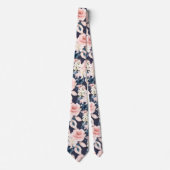 Cravate Fleurs d'aquarelle Fard Navy Roses Fond DIY (Devant)
