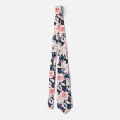 Cravate Fleurs d'aquarelle Fard Navy Roses Fond DIY (Dos)